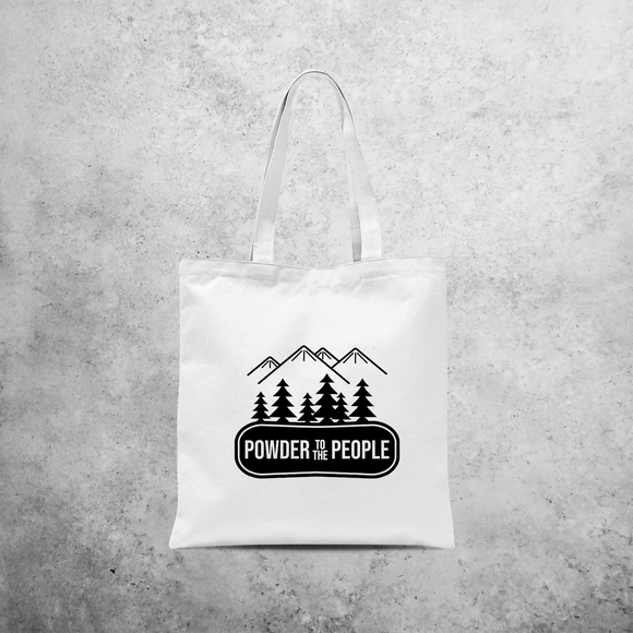 Tote bag, with ‘Powder to the people’ print by KMLeon.