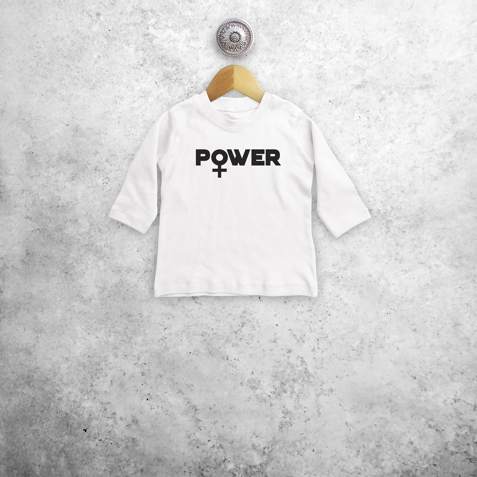 'Power' baby shirt met lange mouwen