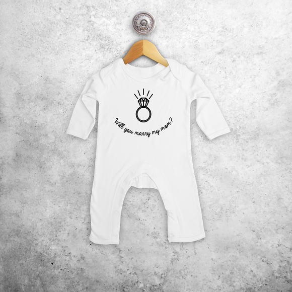 'Will you marry my mommy/daddy....' baby romper met lange mouwen