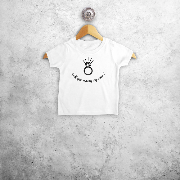 'Will you marry my mommy/daddy/...' baby shirt met korte mouwen
