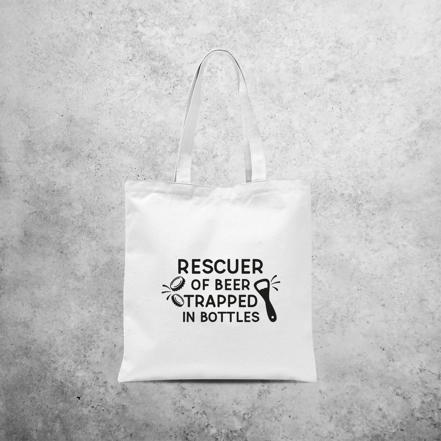 'Rescuer of beer trapped in bottles' tote bag
