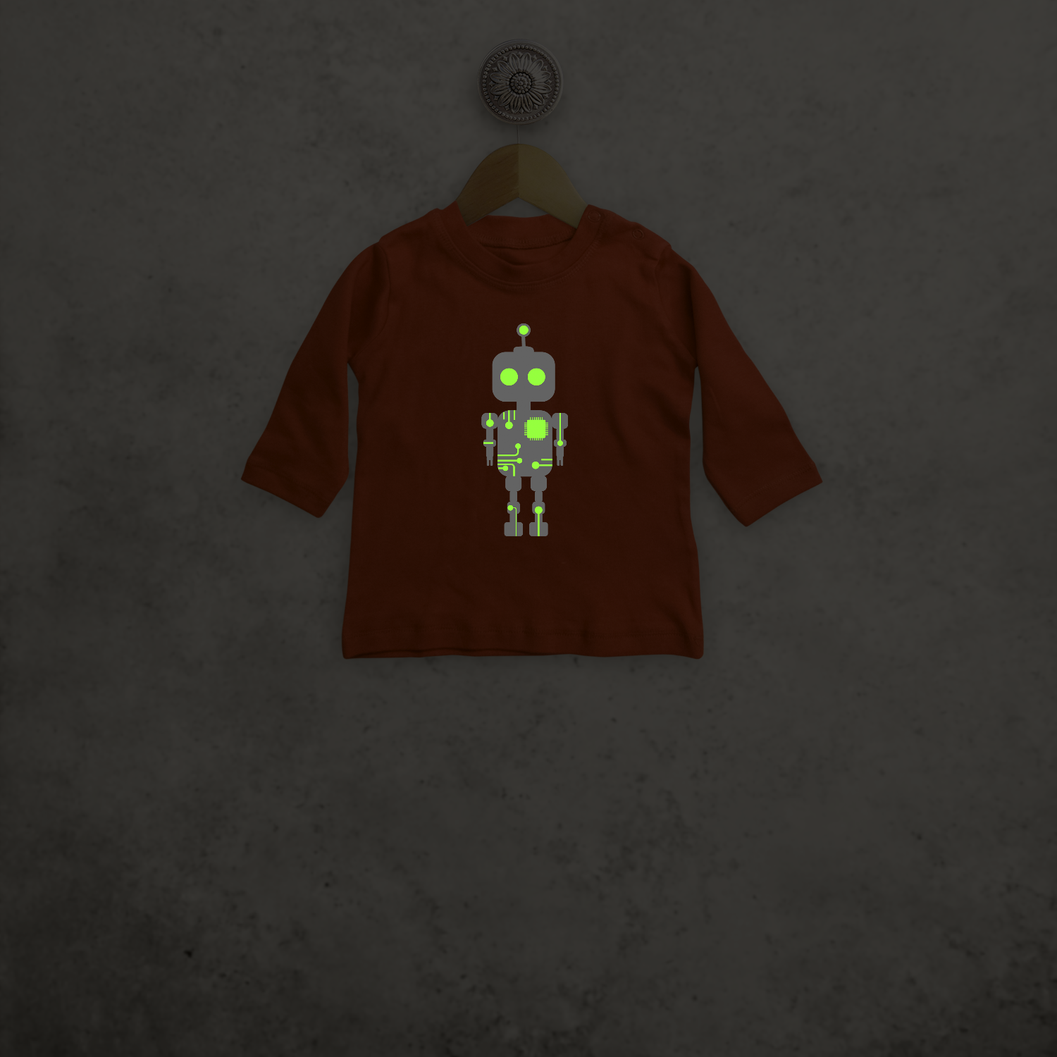 Robot glow in the dark baby shirt met lange mouwen