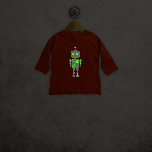 Robot glow in the dark baby shirt met lange mouwen