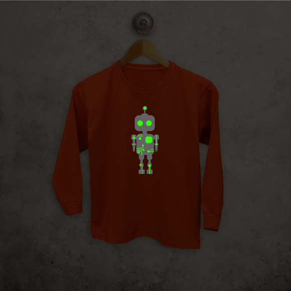 Robot glow in the dark kind shirt met lange mouwen