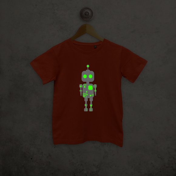 Robot glow in the dark kind shirt met korte mouwen