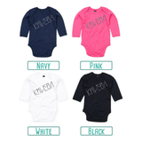 Colour options for baby or toddler bodysuits with long sleeves by KMLeon.