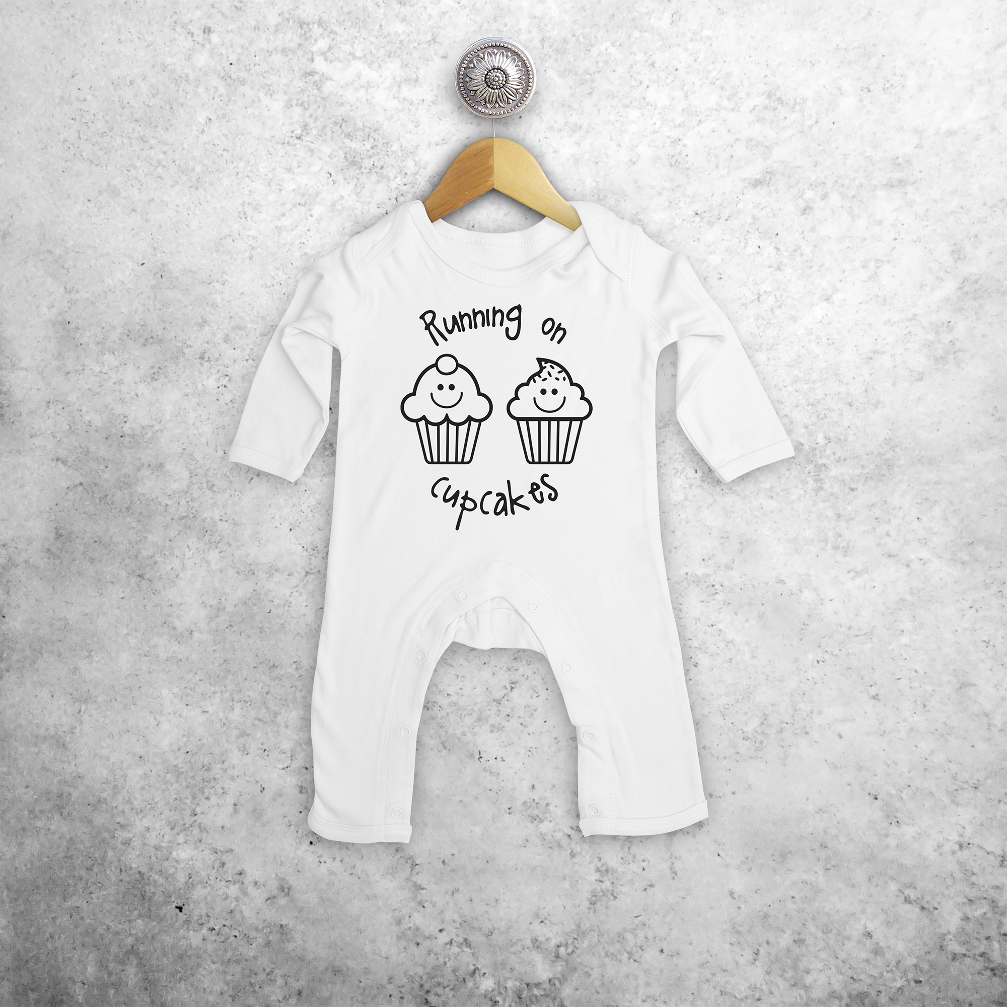 'Running on cupcakes' baby romper