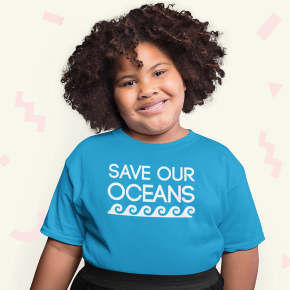 'Save our oceans' kind shirt met korte mouwen