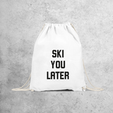 Backpack, with ‘Ski you later’ print by KMLeon.