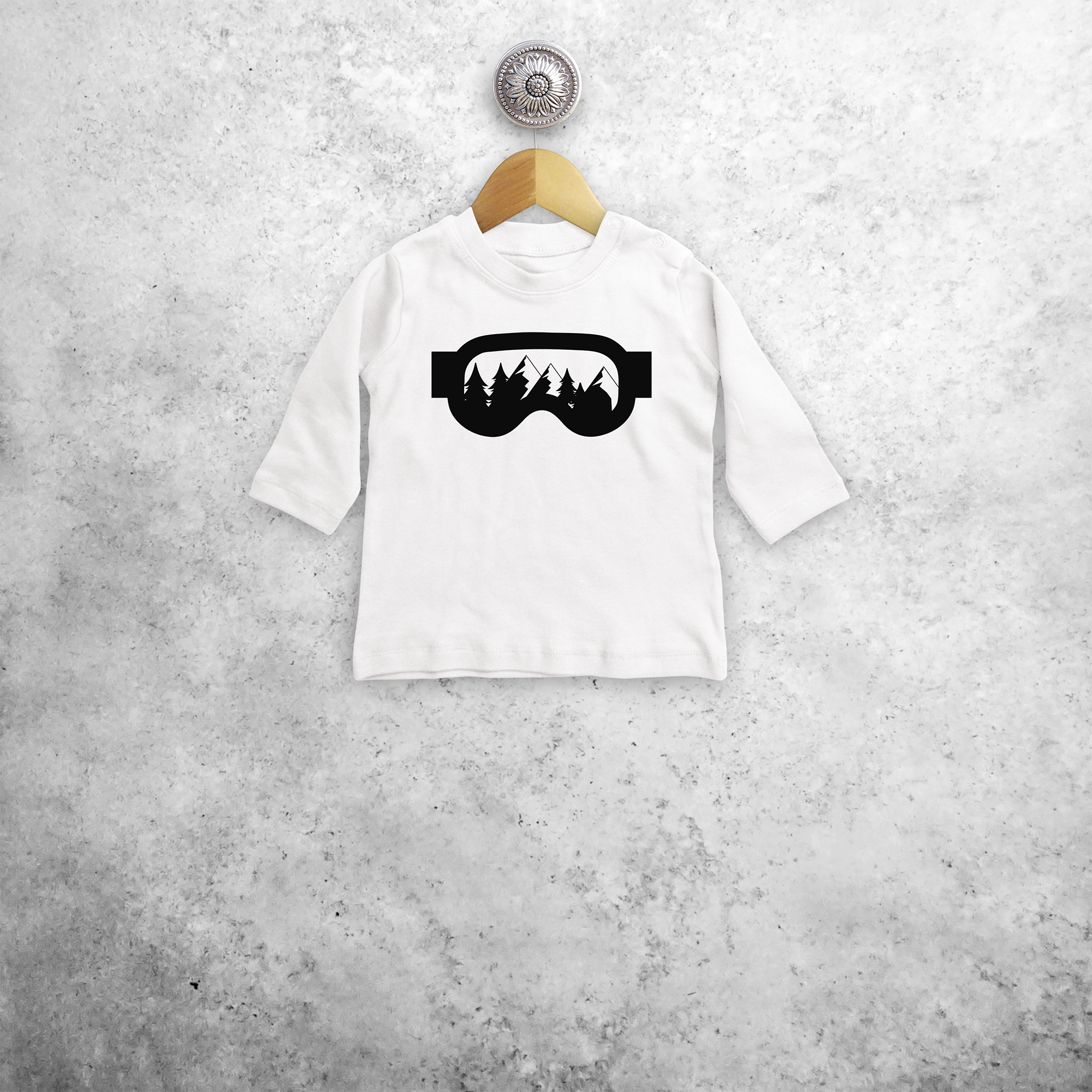 Baby or toddler shirt with long sleeves, with ski goggles print by KMLeon.