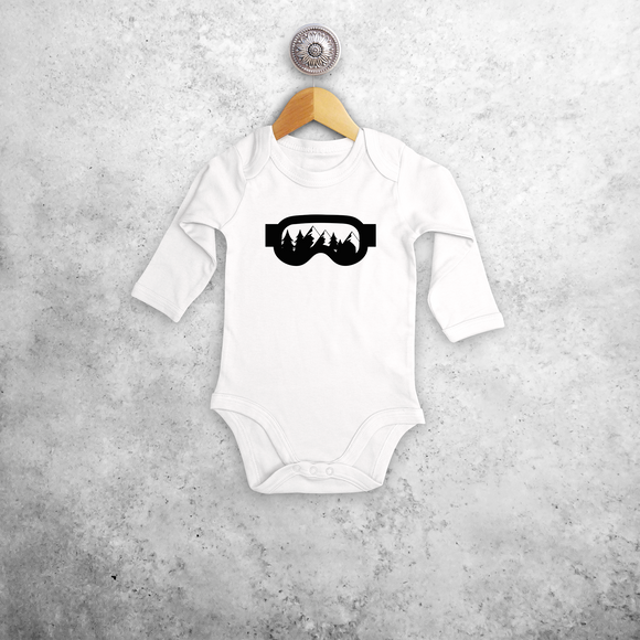 Baby or toddler bodysuit with long sleeves, with ski goggles print by KMLeon.