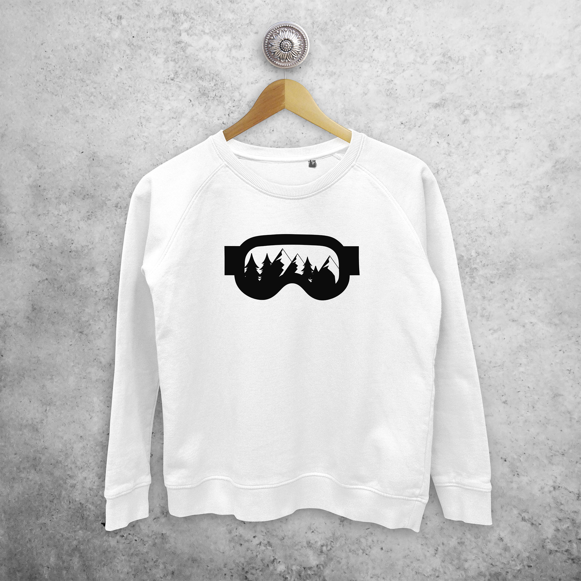 Adult sweater, with ski goggles print by KMLeon.