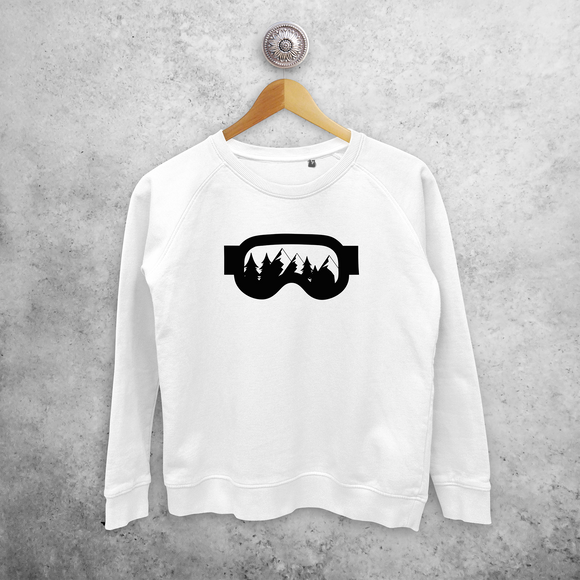 Adult sweater, with ski goggles print by KMLeon.