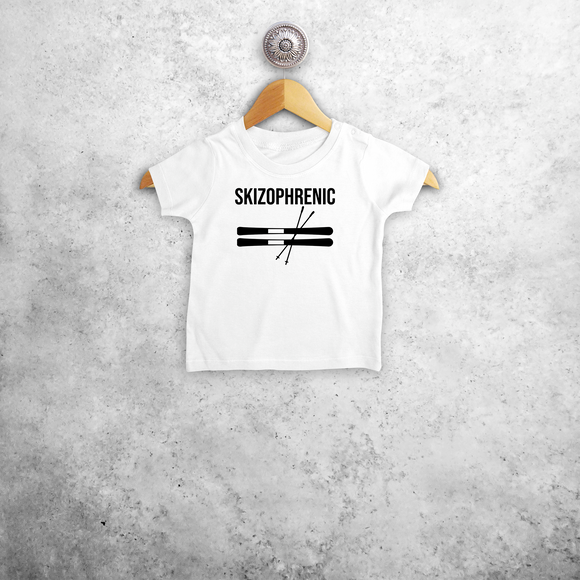 Baby or toddler shirt with short sleeves, with ‘Skizophrenic’ print by KMLeon.