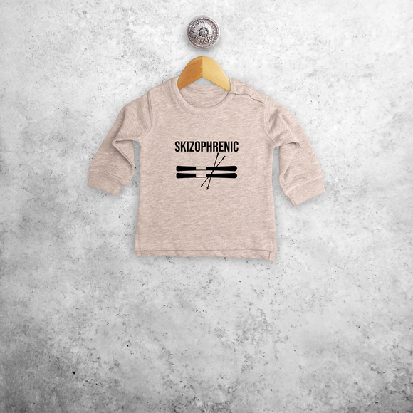 Baby or toddler sweater, with ‘Skizophrenic’ print by KMLeon.