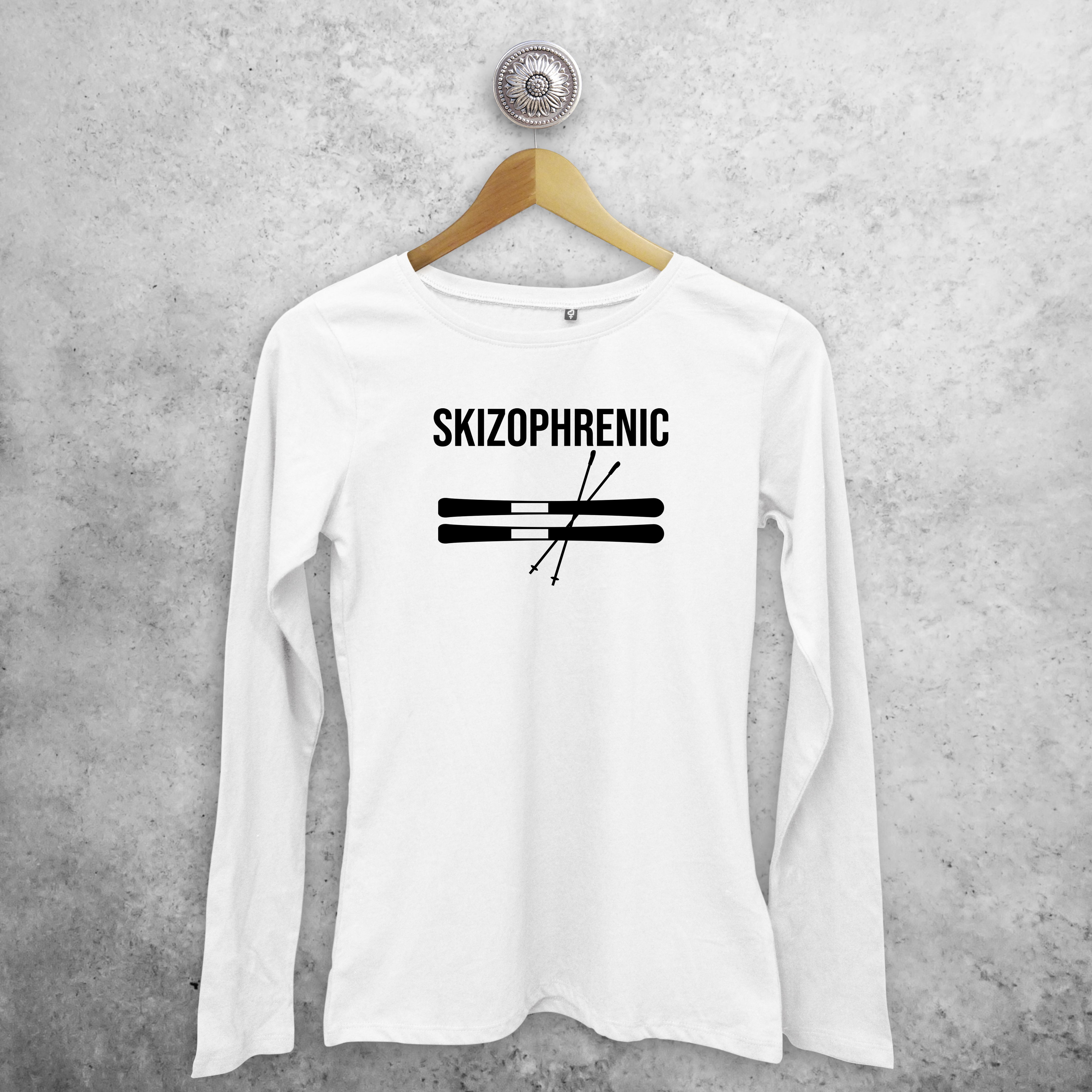 Adult shirt with long sleeves, with ‘Skizophrenic’ print by KMLeon.
