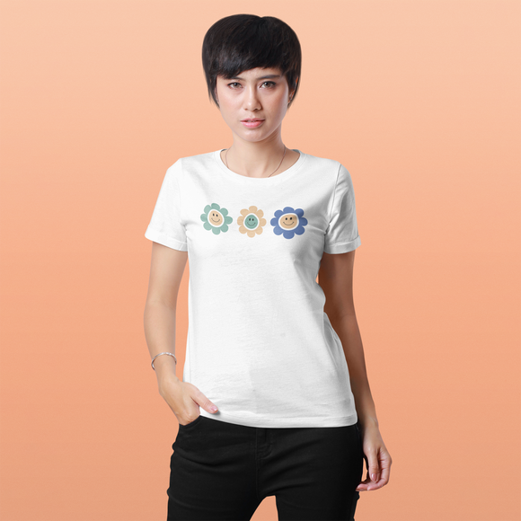 Smiley flowers adult shirt