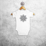Baby or toddler bodysuit with short sleeves, with glitter snow star print by KMLeon.