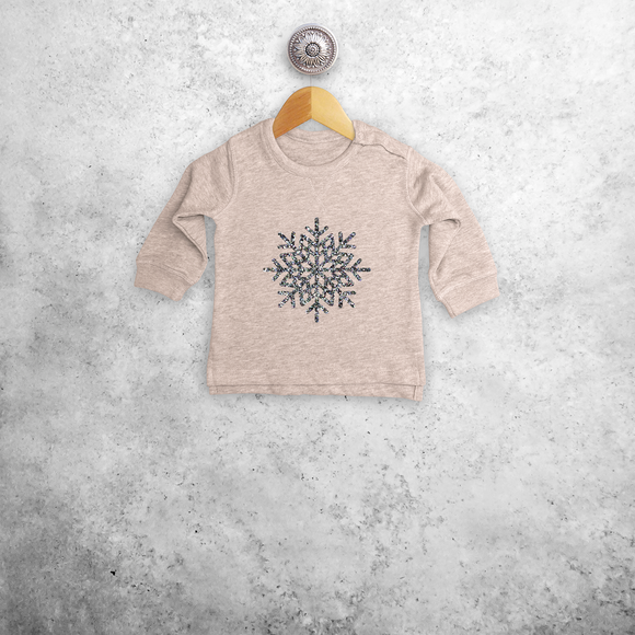 Baby or toddler sweater, with glitter snow star print by KMLeon.