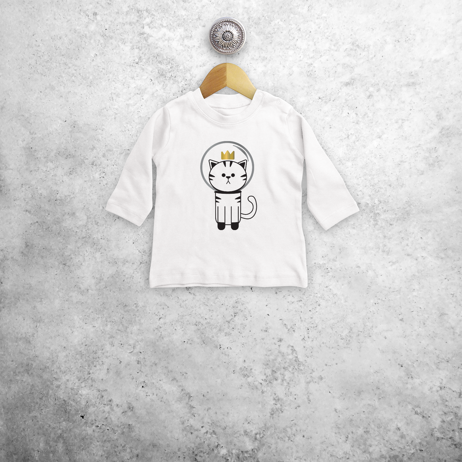 Space kat baby shirt met lange mouwen