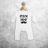 Baby or toddler romper with long sleeves, with ‘Staching through the snow’ print by KMLeon.