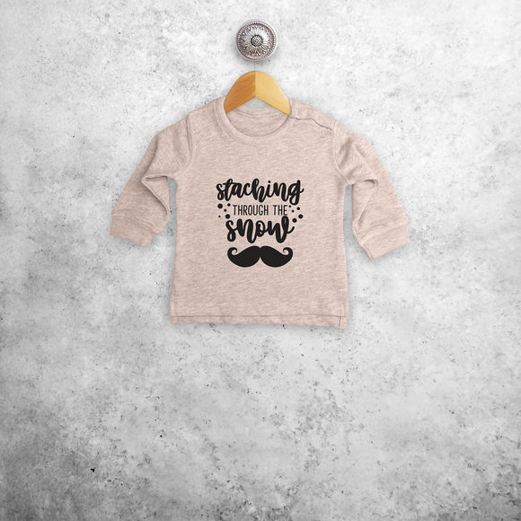 Baby or toddler sweater, with ‘Staching through the snow’ print by KMLeon.