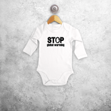 ‘Stop climate change' baby kruippakje met lange mouwen