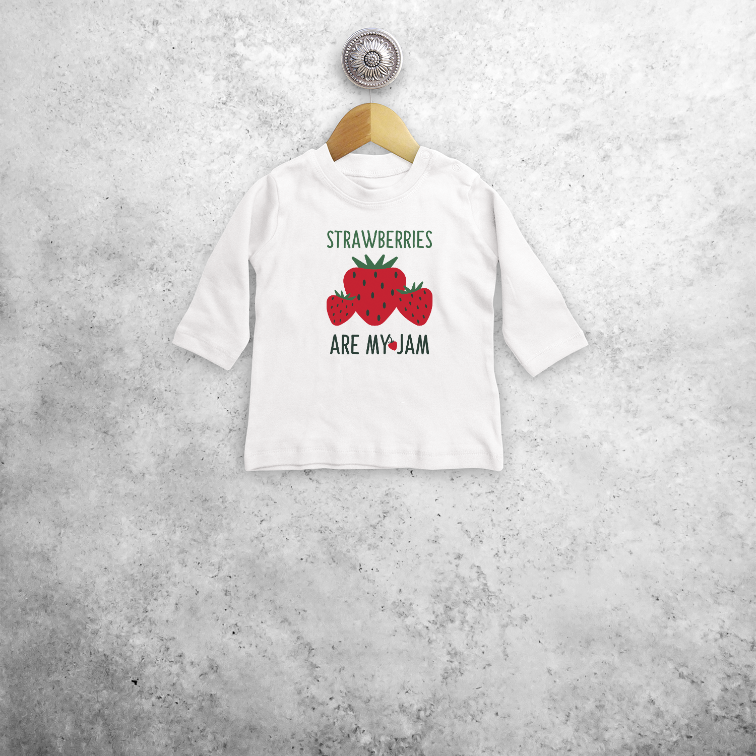 'Strawberries are my jam' baby longsleeve shirt