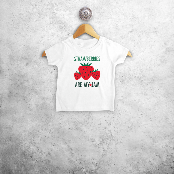 Strawberries are my jam' baby shirt met korte mouwen