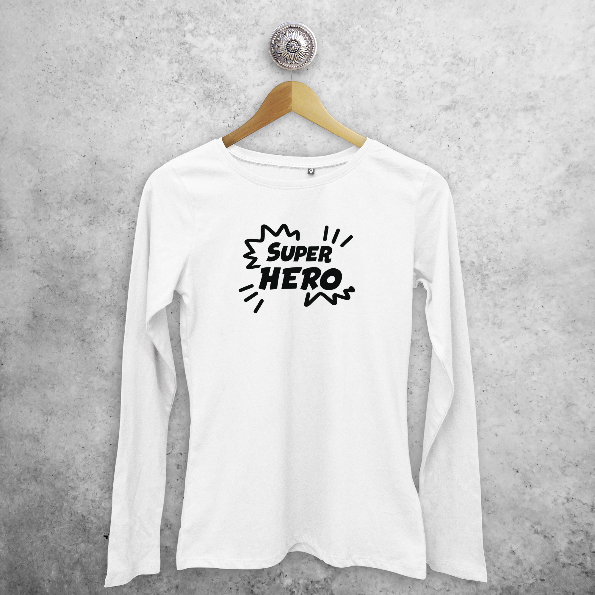 'Super hero' volwassene shirt met lange mouwen