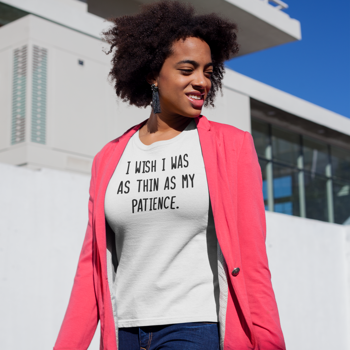 'I wish I was as thin as my patience' volwassene shirt