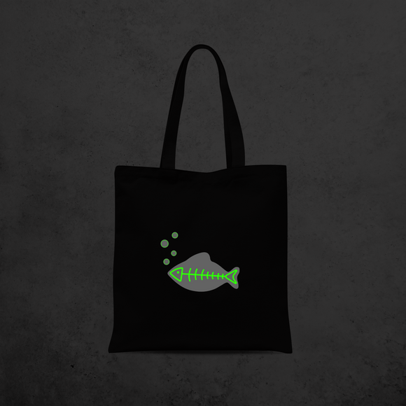 Fish glow in the dark tote bag