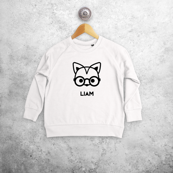 Fox with glasses kids sweater