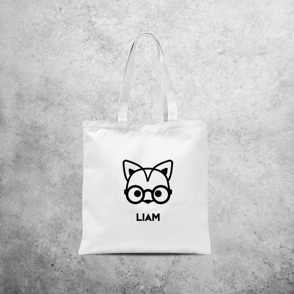 Fox with glasses tote bag
