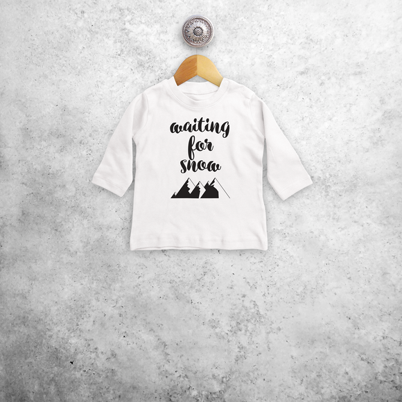 Baby or toddler shirt with long sleeves, with ‘Waiting for snow’ print by KMLeon.