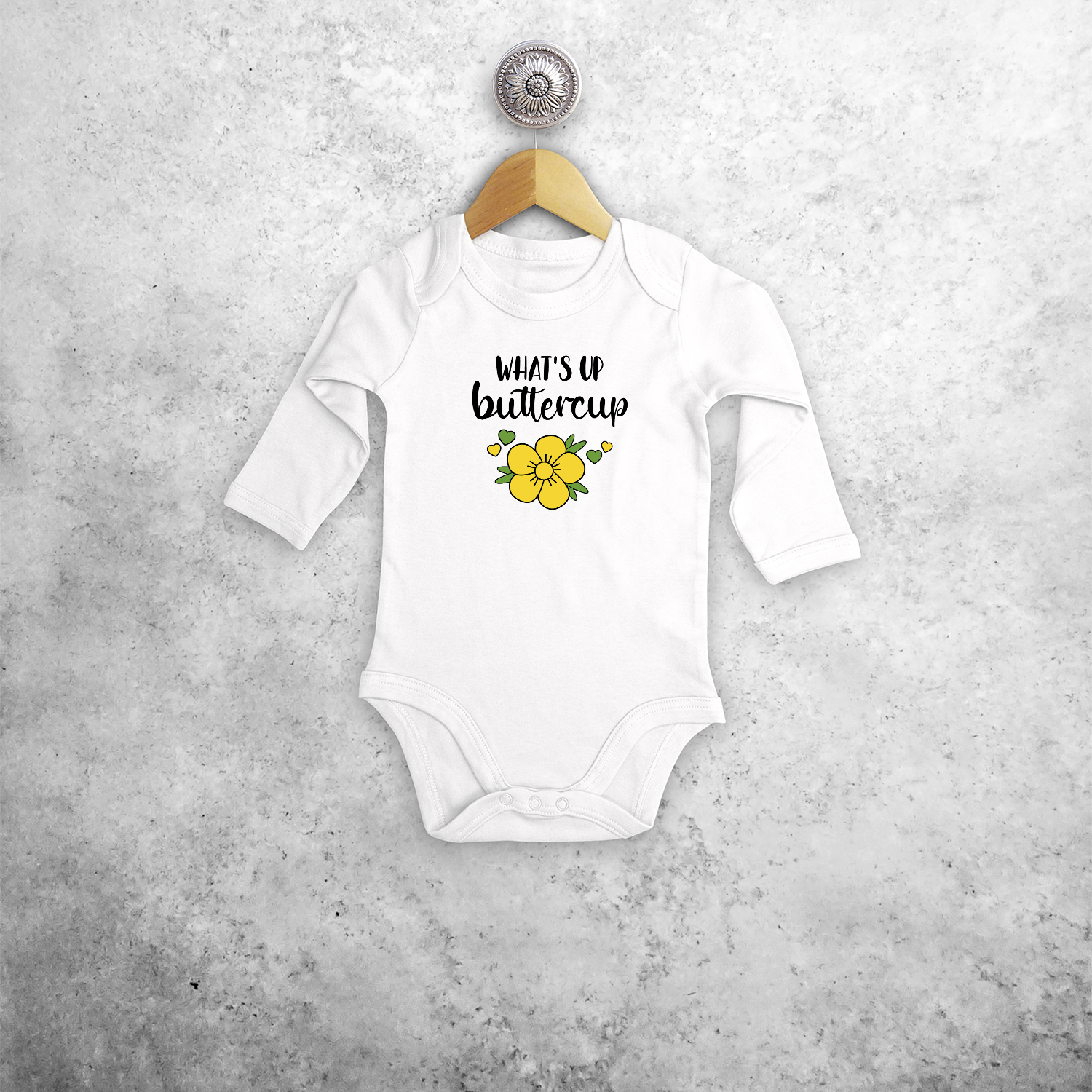 'What's up buttercup' baby longsleeve bodysuit