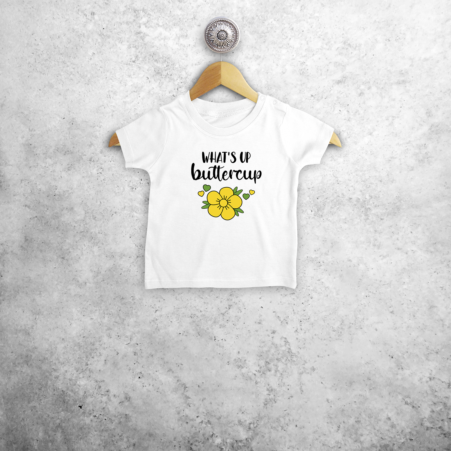 What's up buttercup' baby shirt met korte mouwen