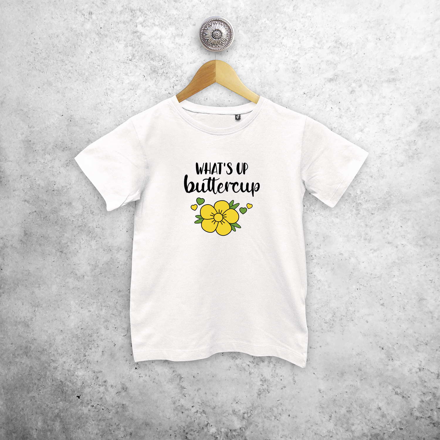 'What's up buttercup' kids shortsleeve shirt