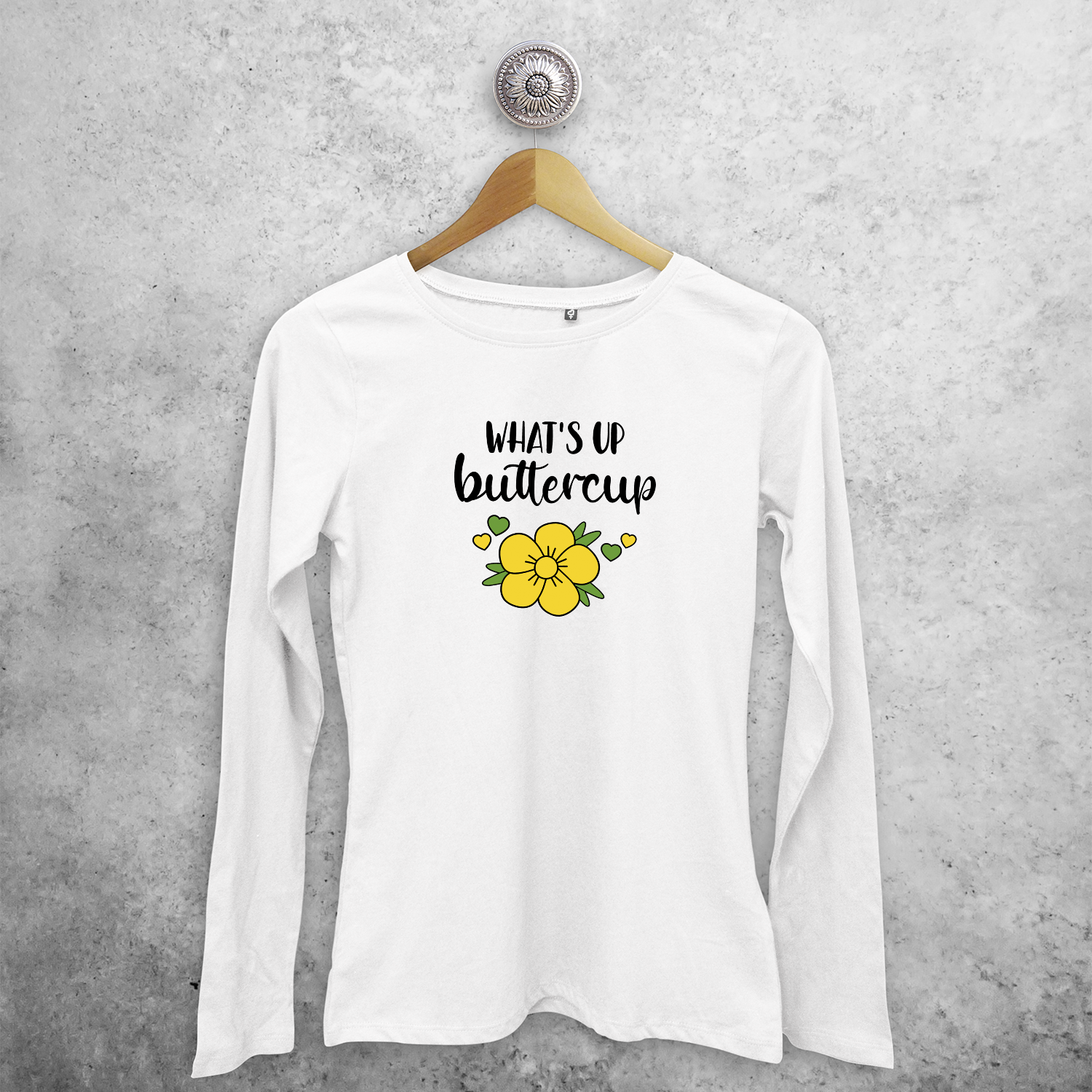What's up buttercup' volwassene shirt met lange mouwen
