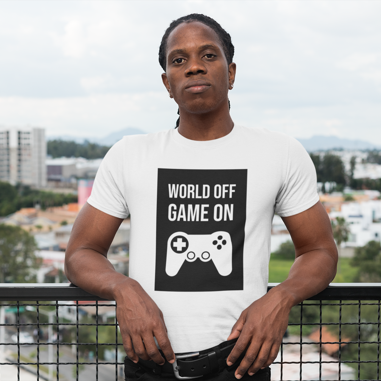 ‘World off – Game on’ adult shirt