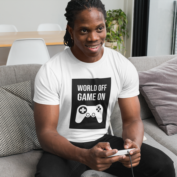 ‘World off – Game on’ adult shirt